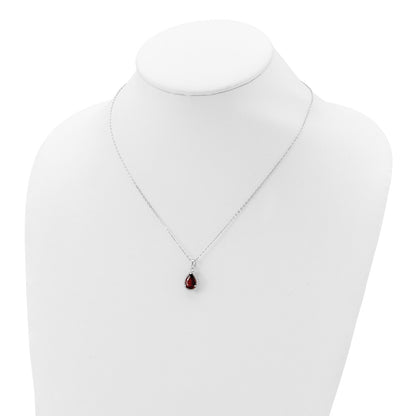 Sterling Silver Rhodium Created Gestone and CZ Pendant Necklace 18"