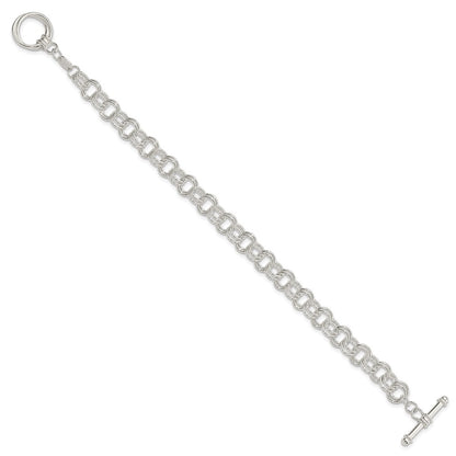 925 Sterling Silver 6.75mm Polished Fancy Link Toggle Charm Bracelet 7.5 inch