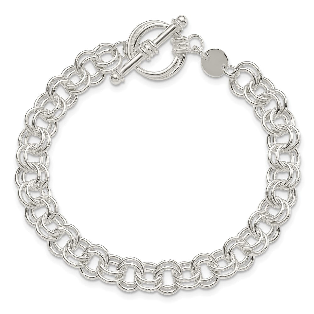 925 Sterling Silver 6.75mm Polished Fancy Link Toggle Charm Bracelet 7.5 inch