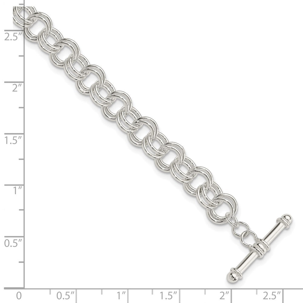 925 Sterling Silver 6.75mm Polished Fancy Link Toggle Charm Bracelet 7.5 inch