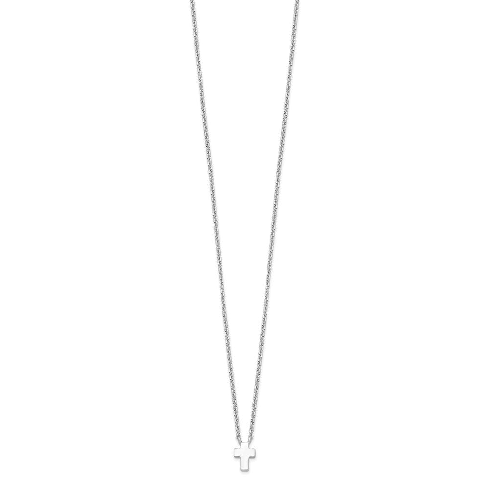 Sterling Silver Polished Cross Necklace 15"