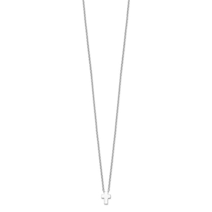 Sterling Silver Polished Cross Necklace 15"