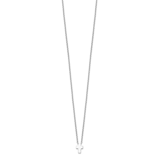 Sterling Silver Polished Cross Necklace 15"