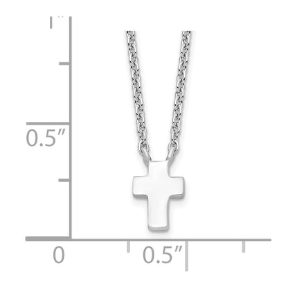 Sterling Silver Polished Cross Necklace 15"