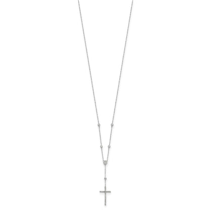 Sterling Silver Cubic Zirconia Cross Drop Necklace 18"