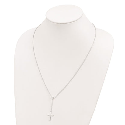Sterling Silver Polished Cross Adjusts up to 23.5 inch Necklace 23"