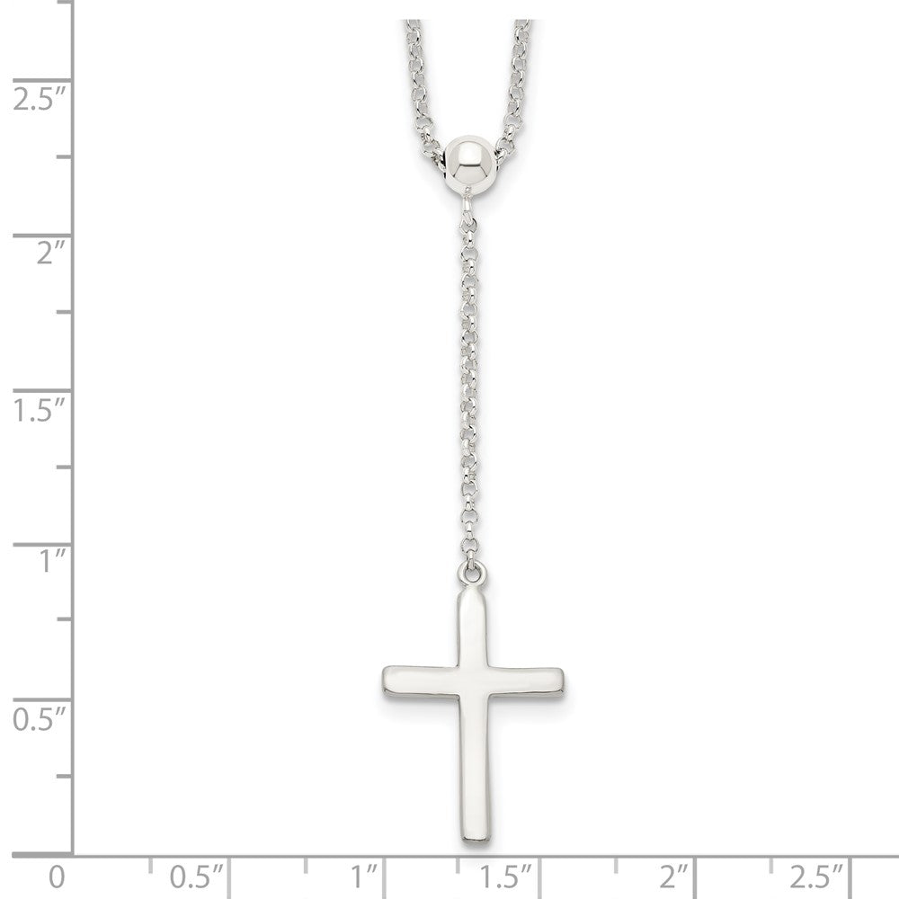 Sterling Silver Polished Cross Adjusts up to 23.5 inch Necklace 23"
