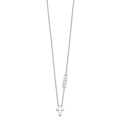 Sterling Silver FAITH Cross Necklace 18"