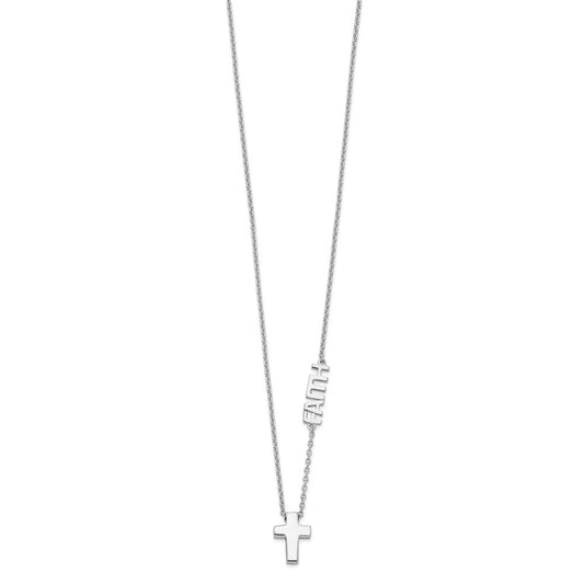 Sterling Silver FAITH Cross Necklace 18"
