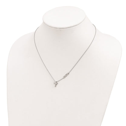 Sterling Silver FAITH Cross Necklace 18"