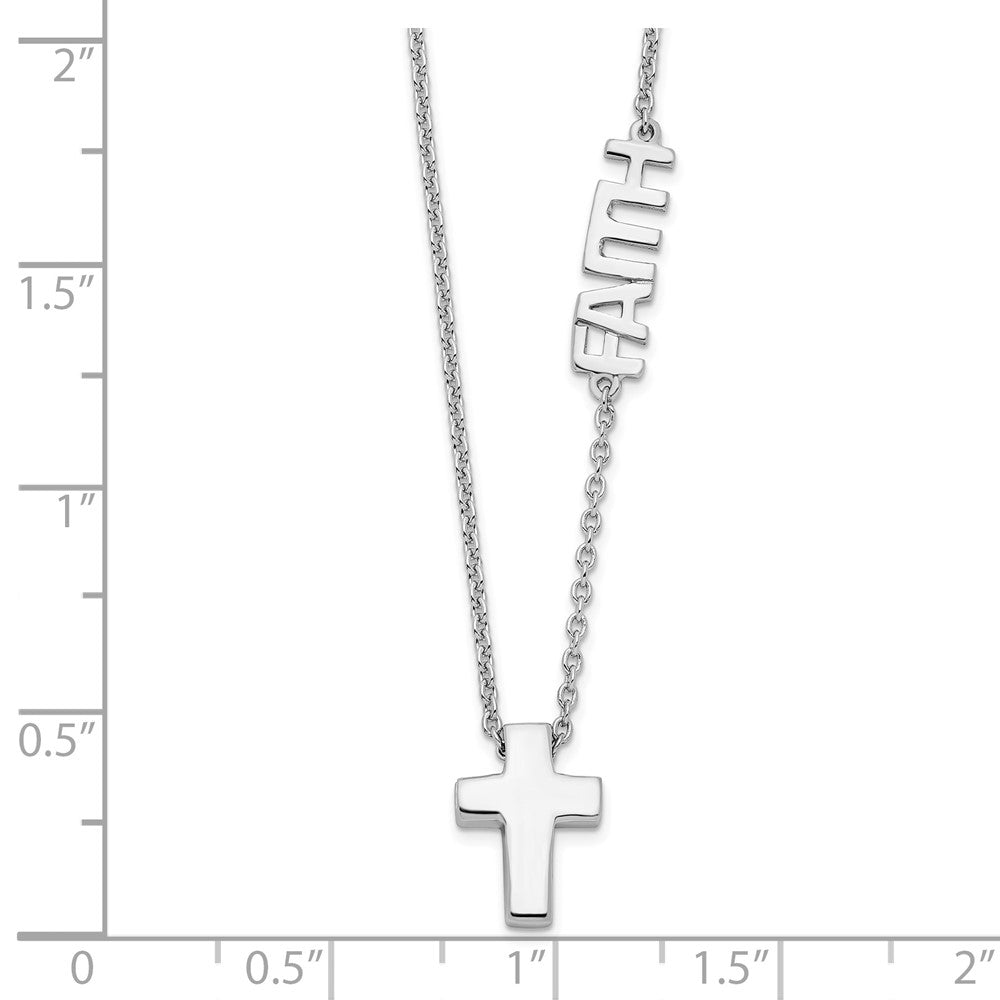 Sterling Silver FAITH Cross Necklace 18"