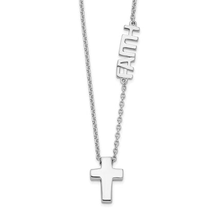 Sterling Silver FAITH Cross Necklace 18"