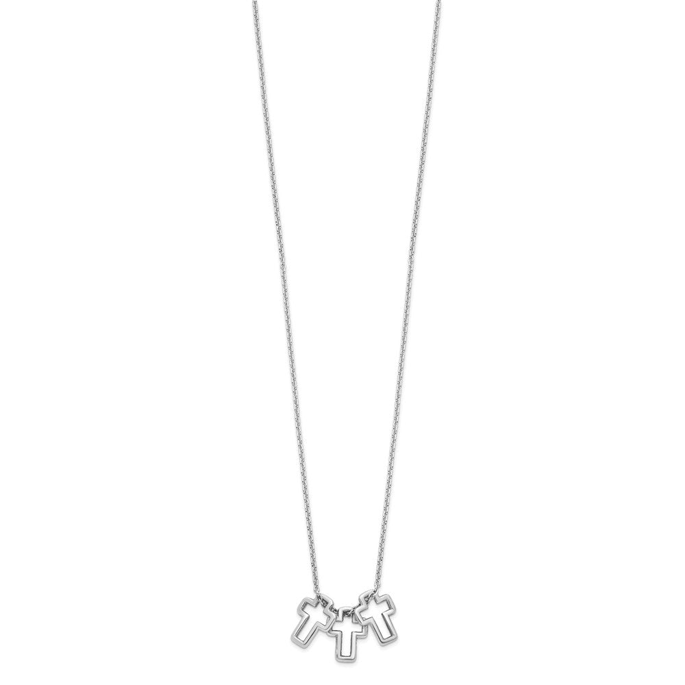 Sterling Silver 3-Cross Necklace 18"