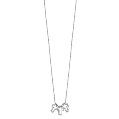 Sterling Silver 3-Cross Necklace 18"