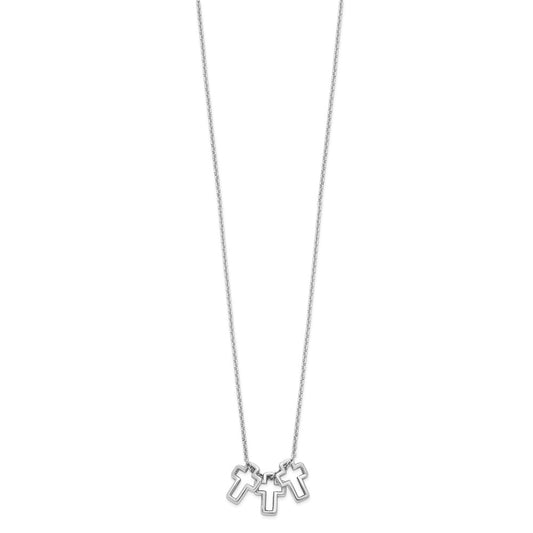 Sterling Silver 3-Cross Necklace 18"