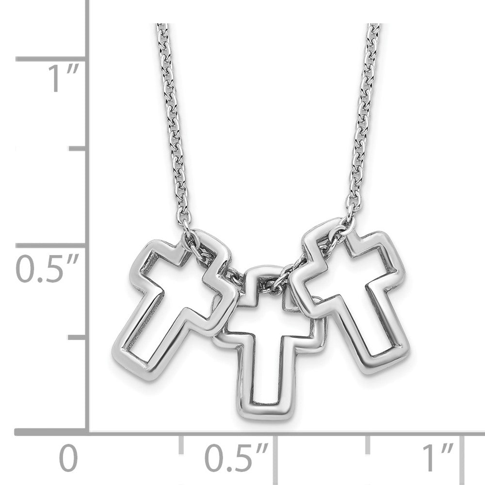 Sterling Silver 3-Cross Necklace 18"
