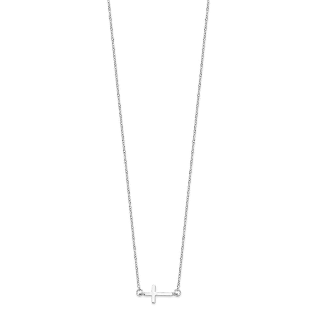 Sterling Silver Sideways Cross Necklace 16"