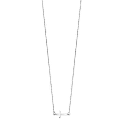 Sterling Silver Sideways Cross Necklace 16"