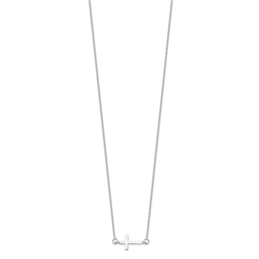Sterling Silver Sideways Cross Necklace 16"