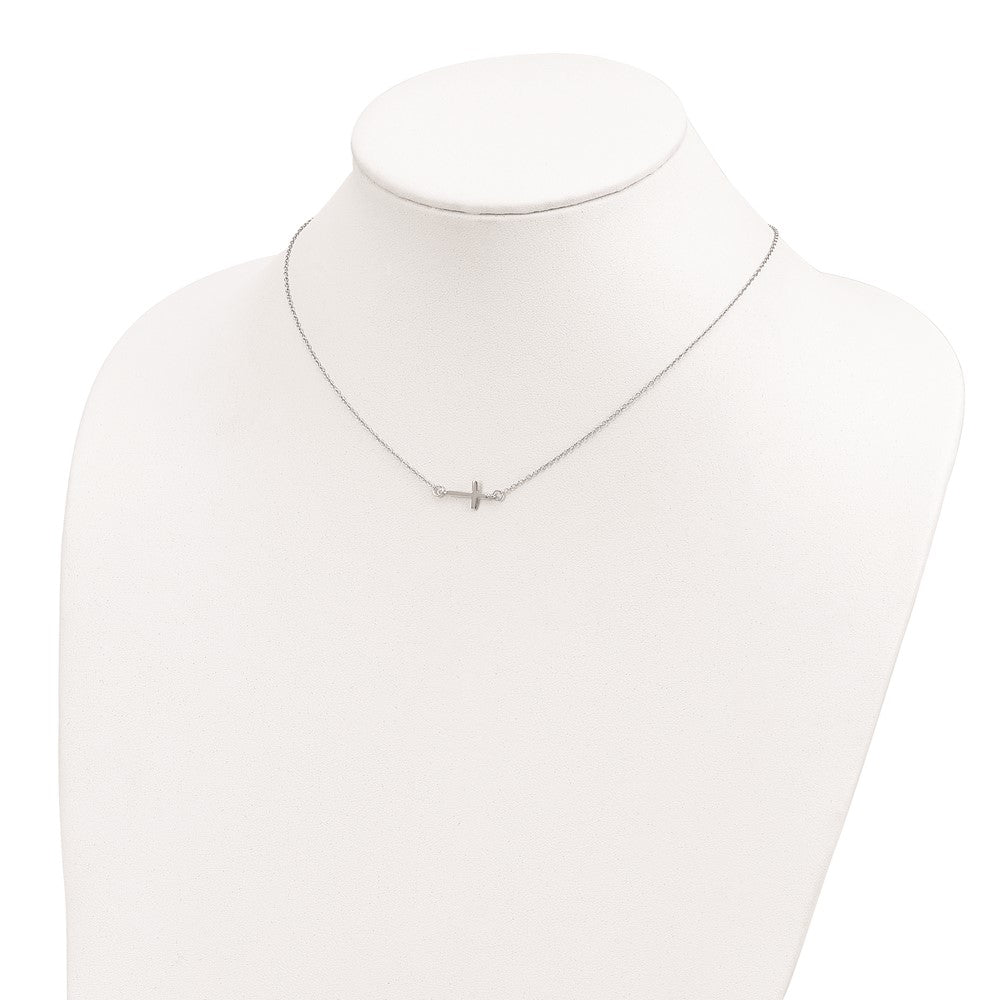 Sterling Silver Sideways Cross Necklace 16"