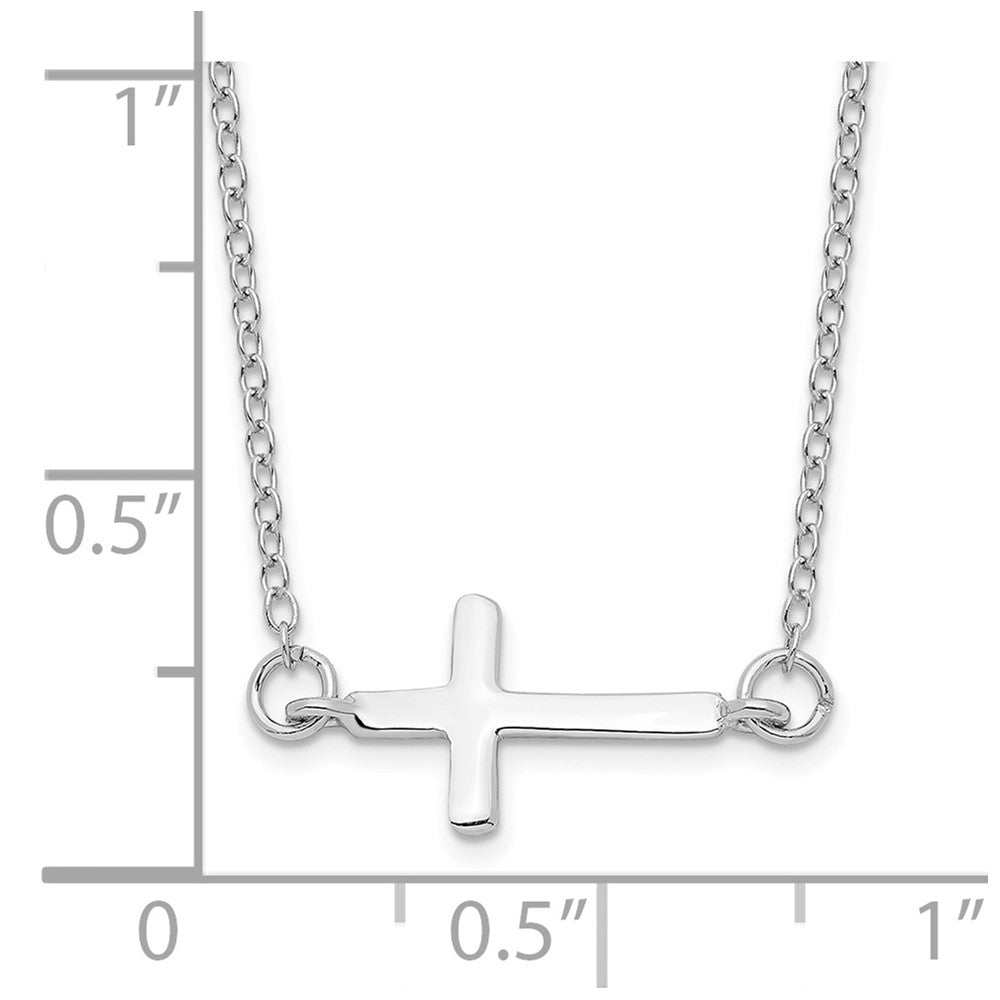 Sterling Silver Sideways Cross Necklace 16"