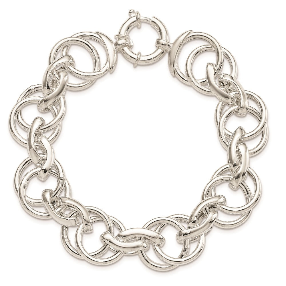 925 Sterling Silver 16.5mm Polished Fancy Link Bracelet 8.5 inch
