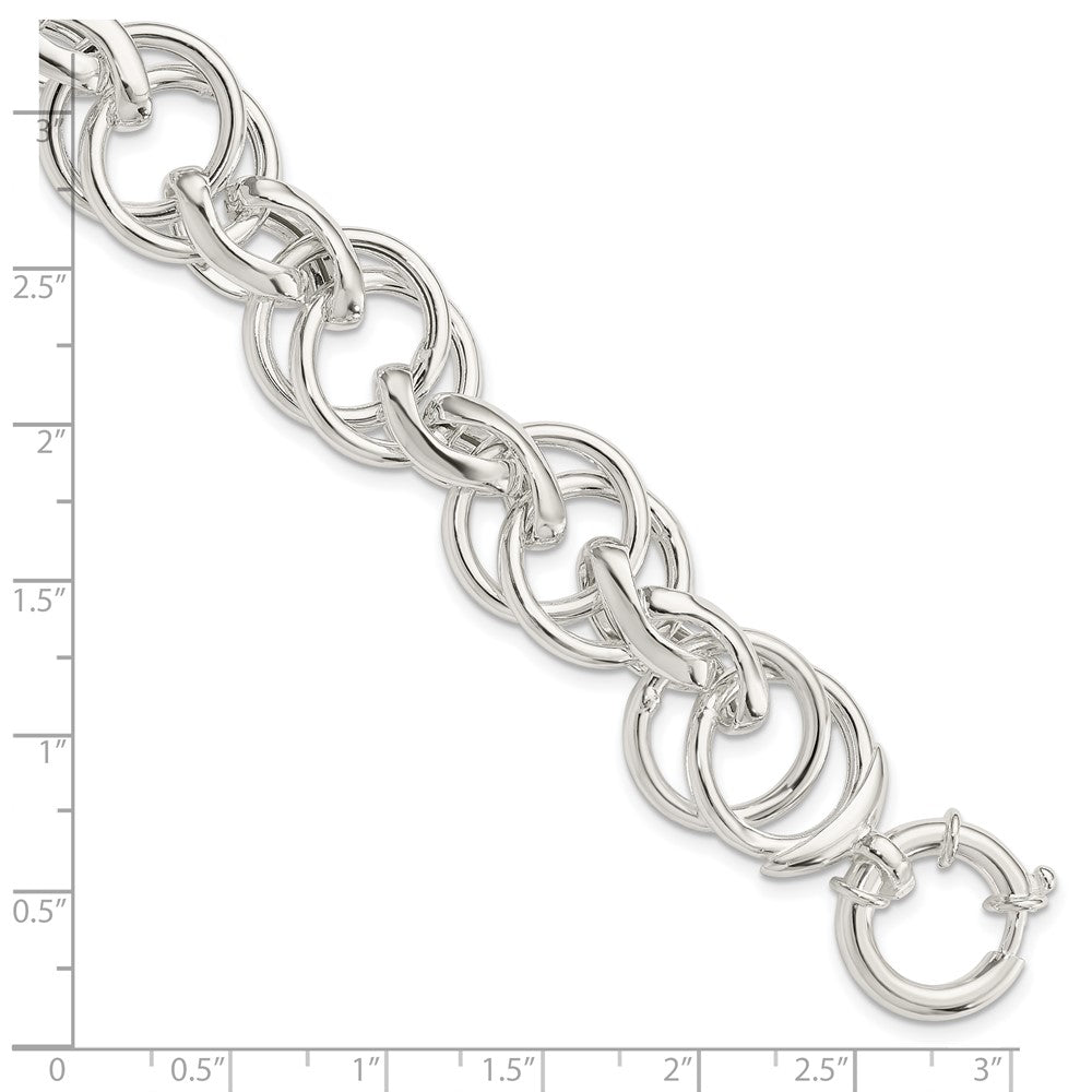 925 Sterling Silver 16.5mm Polished Fancy Link Bracelet 8.5 inch