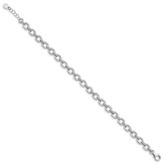 925 Sterling Silver 5.03mm Rhodium-plated Cubic Zirconia Cable Link Bracelet 7 inch