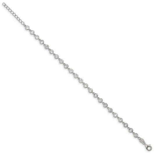 925 Sterling Silver 3.81mm Rhodium-plated Cubic Zirconia Bracelet 7 inch
