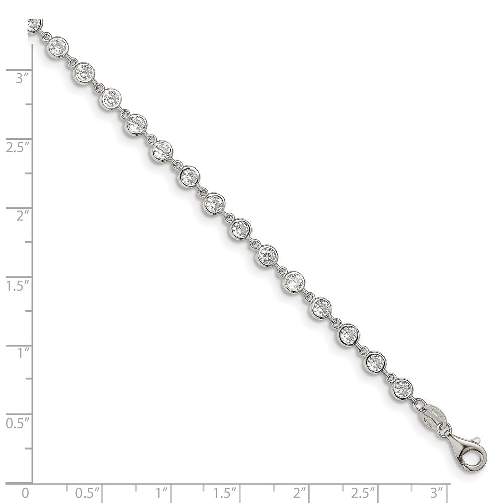 925 Sterling Silver 3.81mm Rhodium-plated Cubic Zirconia Bracelet 7 inch
