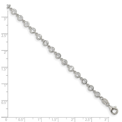 925 Sterling Silver 3.81mm Rhodium-plated Cubic Zirconia Bracelet 7 inch