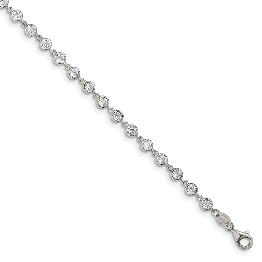 925 Sterling Silver 3.81mm Rhodium-plated Cubic Zirconia Bracelet 7 inch