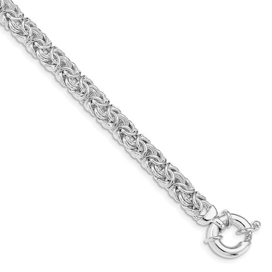 925 Sterling Silver 6.5mm Polished Byzantine Link Bracelet 7.5 inch