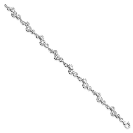 925 Sterling Silver Rhodium-plated Cubic Zirconia Bracelet 7.5 inch