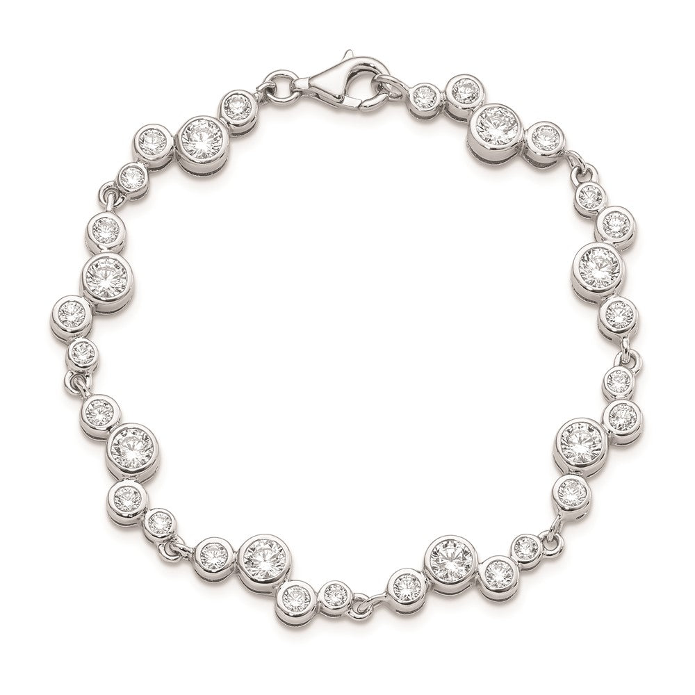 925 Sterling Silver Rhodium-plated Cubic Zirconia Bracelet 7.5 inch
