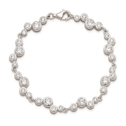925 Sterling Silver Rhodium-plated Cubic Zirconia Bracelet 7.5 inch
