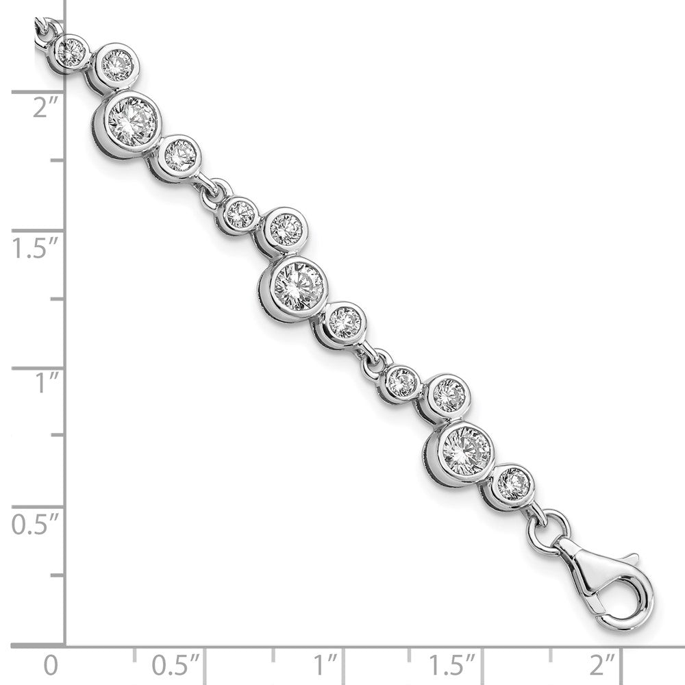 925 Sterling Silver Rhodium-plated Cubic Zirconia Bracelet 7.5 inch