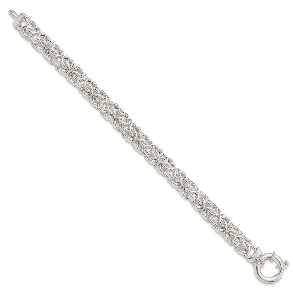 925 Sterling Silver 10mm Polished Byzantine Link Bracelet 8 inch