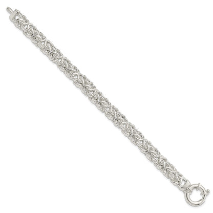 925 Sterling Silver 10mm Polished Byzantine Link Bracelet 8 inch