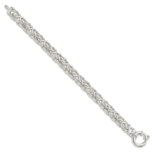 925 Sterling Silver 10mm Polished Byzantine Link Bracelet 8 inch