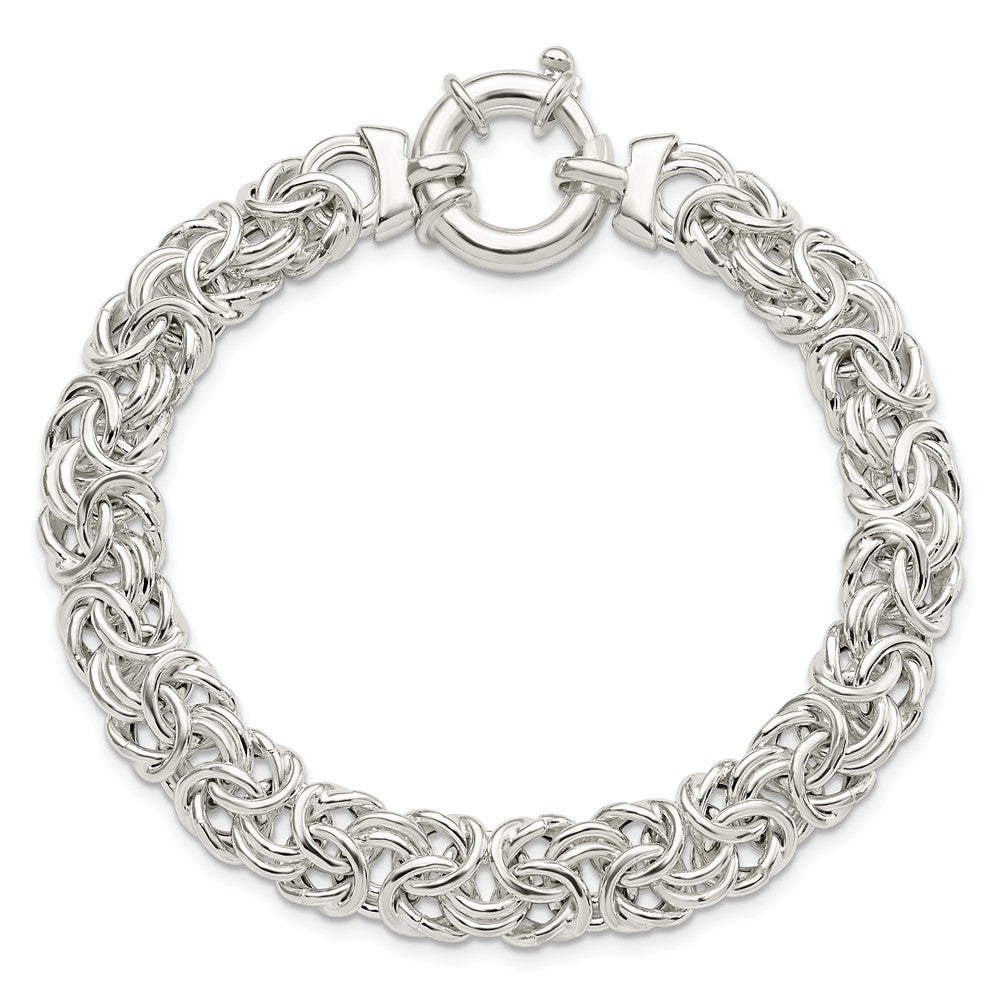 925 Sterling Silver 10mm Polished Byzantine Link Bracelet 8 inch