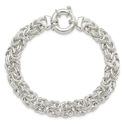 925 Sterling Silver 10mm Polished Byzantine Link Bracelet 8 inch