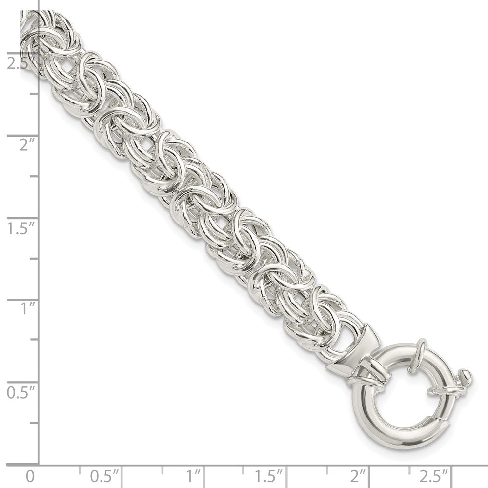 925 Sterling Silver 10mm Polished Byzantine Link Bracelet 8 inch
