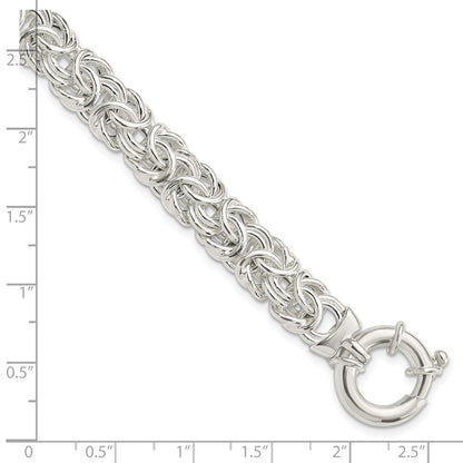 925 Sterling Silver 10mm Polished Byzantine Link Bracelet 8 inch
