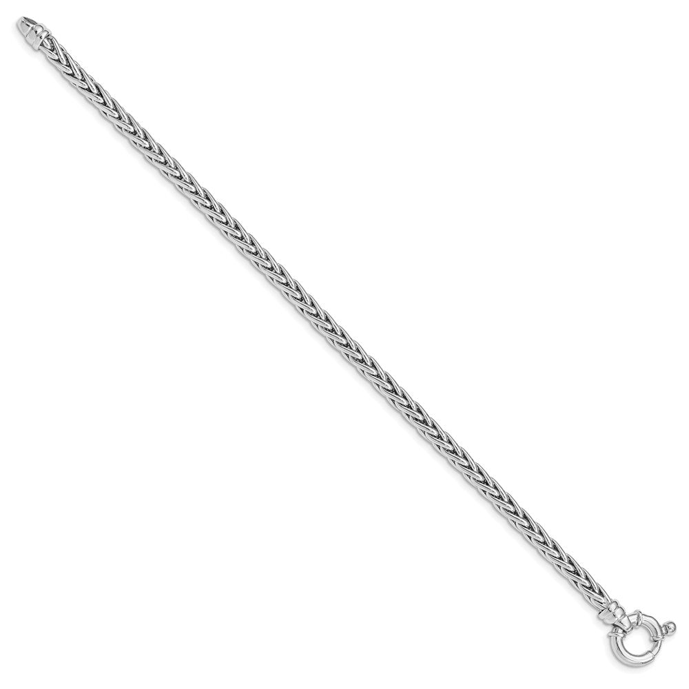 925 Sterling Silver 4.2mm Rhodium Plated Polished Woven Link Bracelet 7.5 inch