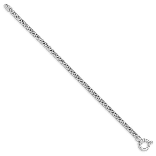 925 Sterling Silver 4.2mm Rhodium Plated Polished Woven Link Bracelet 7.5 inch