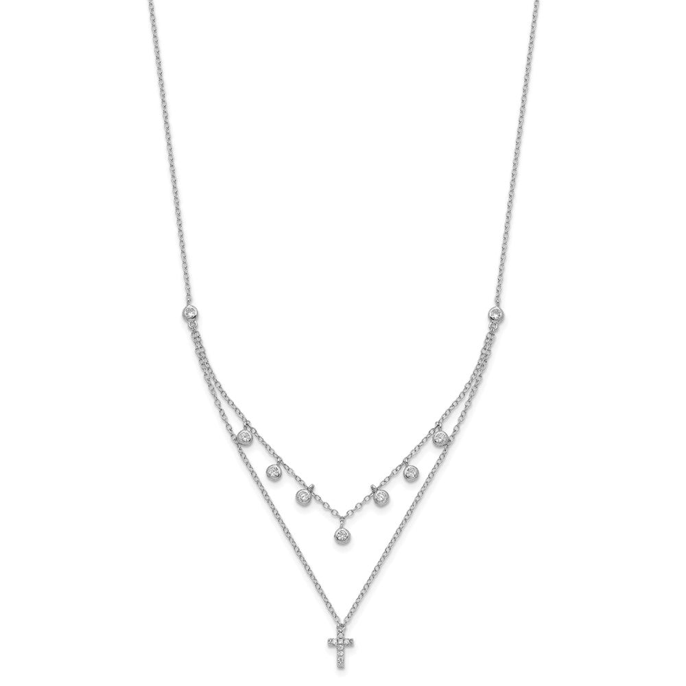 Sterling Silver Cubic Zirconia Cross Necklace 16"