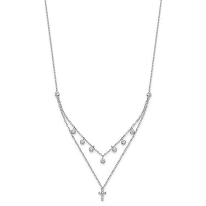 Sterling Silver Cubic Zirconia Cross Necklace 16"
