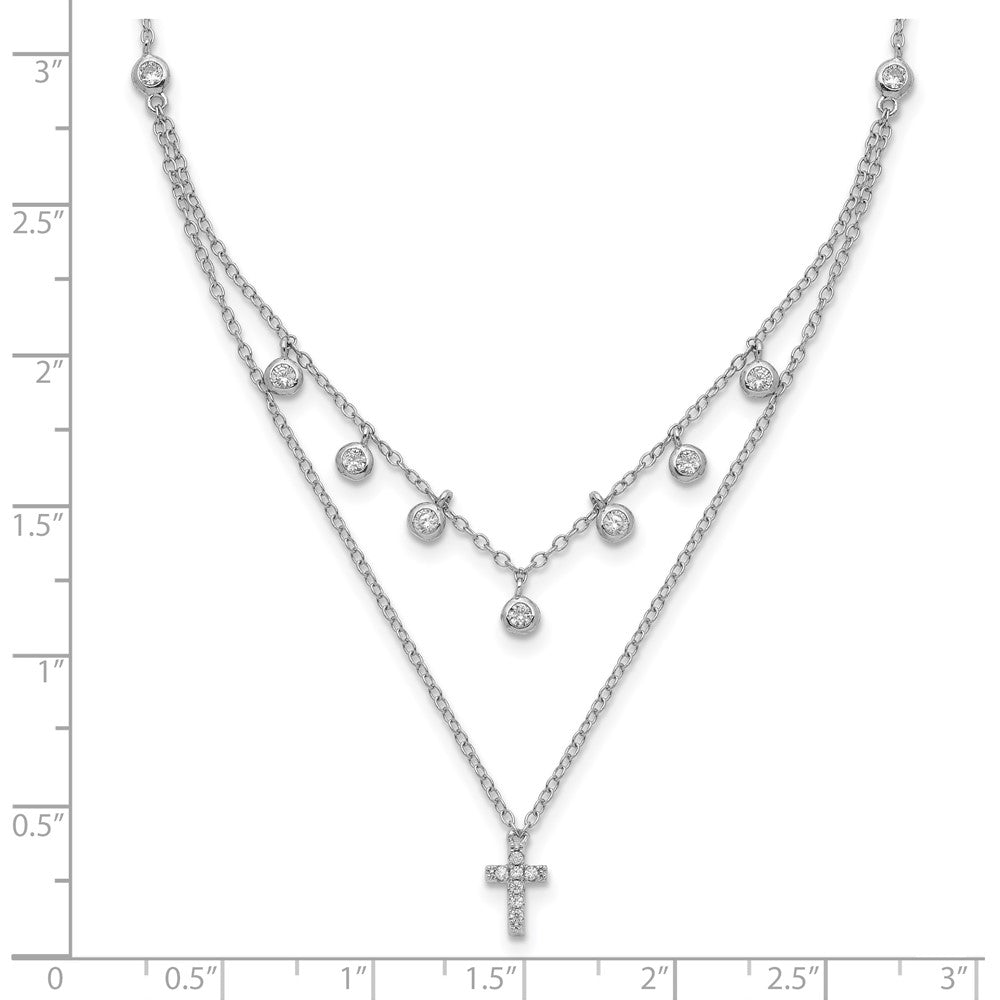 Sterling Silver Cubic Zirconia Cross Necklace 16"