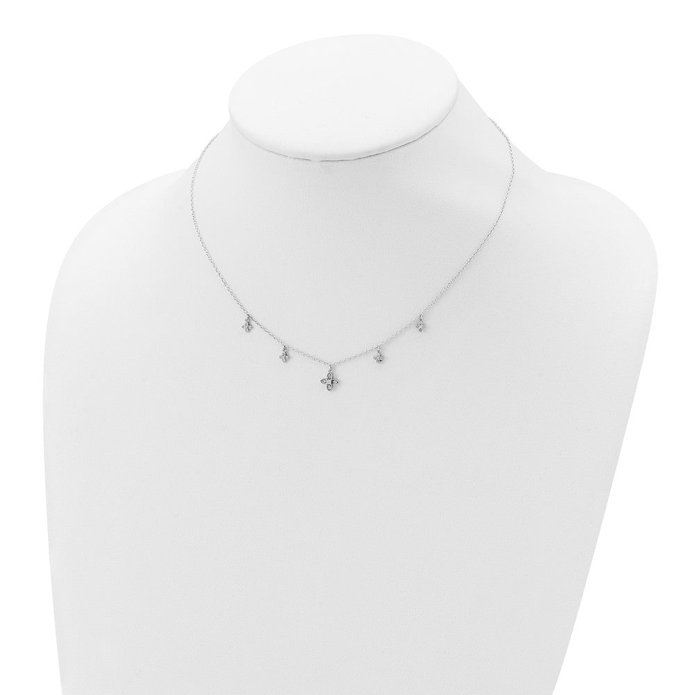 Sterling Silver Cubic Zirconia Crosses 18"